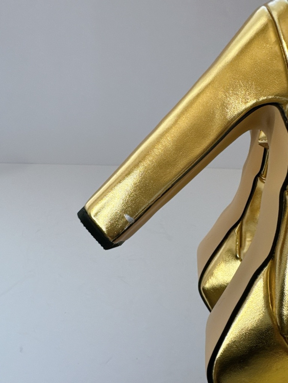 Size 7 FSJ Gold Bow Platform Heels Women’s Metallic Slingback Pumps Party Shoes - Picture 10 of 14